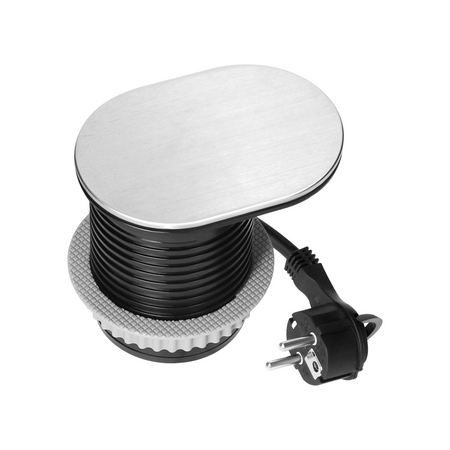 ORNO Gniazdo meblowe Ø6cm wpuszczane w blat z przesuwną pokrywką ładowarką USB i A+C srebrne OR-GM-9042/G