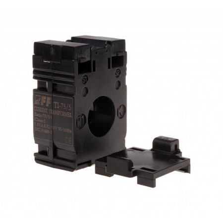 F&F Przekładnik prądowy TI-75-5 z zamkniętym rdzeniem; przekładnia: 75/5A; moc: 2,5VA: klasa: 1: otwór: Ø22 mm