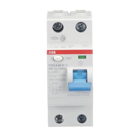 ABB Wyłącznik różnicowo-prądowy serii STANDARD F202-AP-R 40/0,03 A 2-polowy; typ AP-R I=40A; In= 30mA