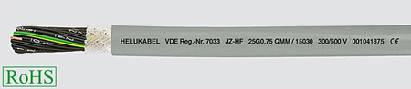 Przewód o podwyższonej elastyczności do łańcuchów kablowych, numerowany JZ-HF 5x2,5 mm² 300/500V