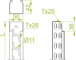 BAKS Korytko kablowe perforowane 100x42 grubość: 0,7mm długość: 3m KGL100H42/3; 140116