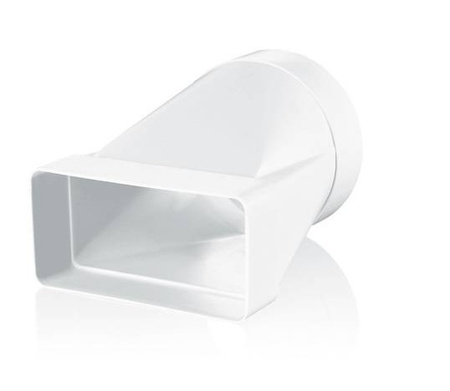 VENTIKA Łącznik przekrojów zmiennych w płaszczyźnie stycznej 110x55 fi 100mm biały KP55-3 łączenie kanału płaskiego z okrągłym