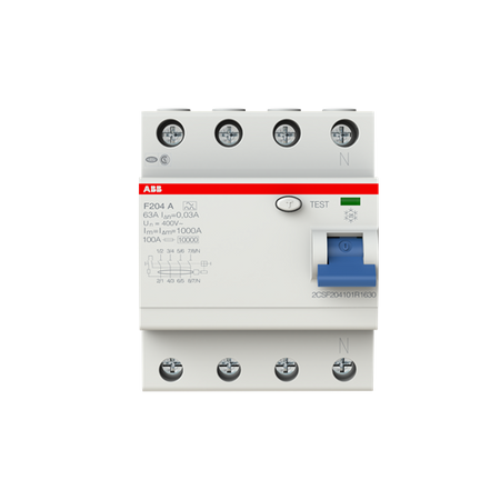 ABB Wyłącznik różnicowo-prądowy serii STANDARD F204-A-63/0,03; 4-polowy; typ A; I=63A; In=30mA
