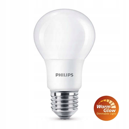 PHILIPS Żarówka LED Warmglow 5,5W 470lm E27 A60 odpowiednik 40W Mleczna, ściemnialna, regulacja barwy 2200-2700K