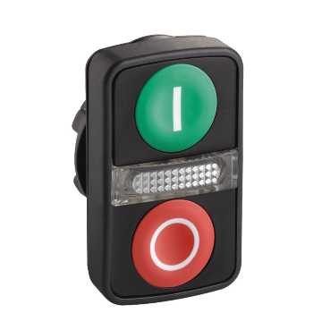 Schneider Napęd przycisku podwójny zielony/czerwony 0-I z podświetleniem i samopowrotem IP66 ZB5AW7A3741